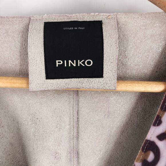 PINKO Italy Leopard Print Coat V Neck Purple Pink Sz Italy 46 US 10 NWT $400 - Picture 5 of 10